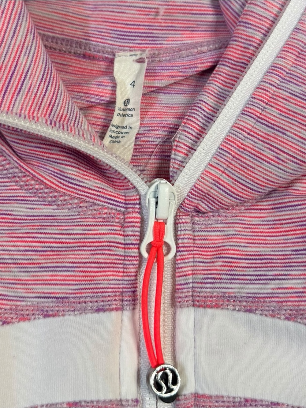 lululemon athletica Pink Hooded Zip Jacket with White Accents - Picture 3 of 3